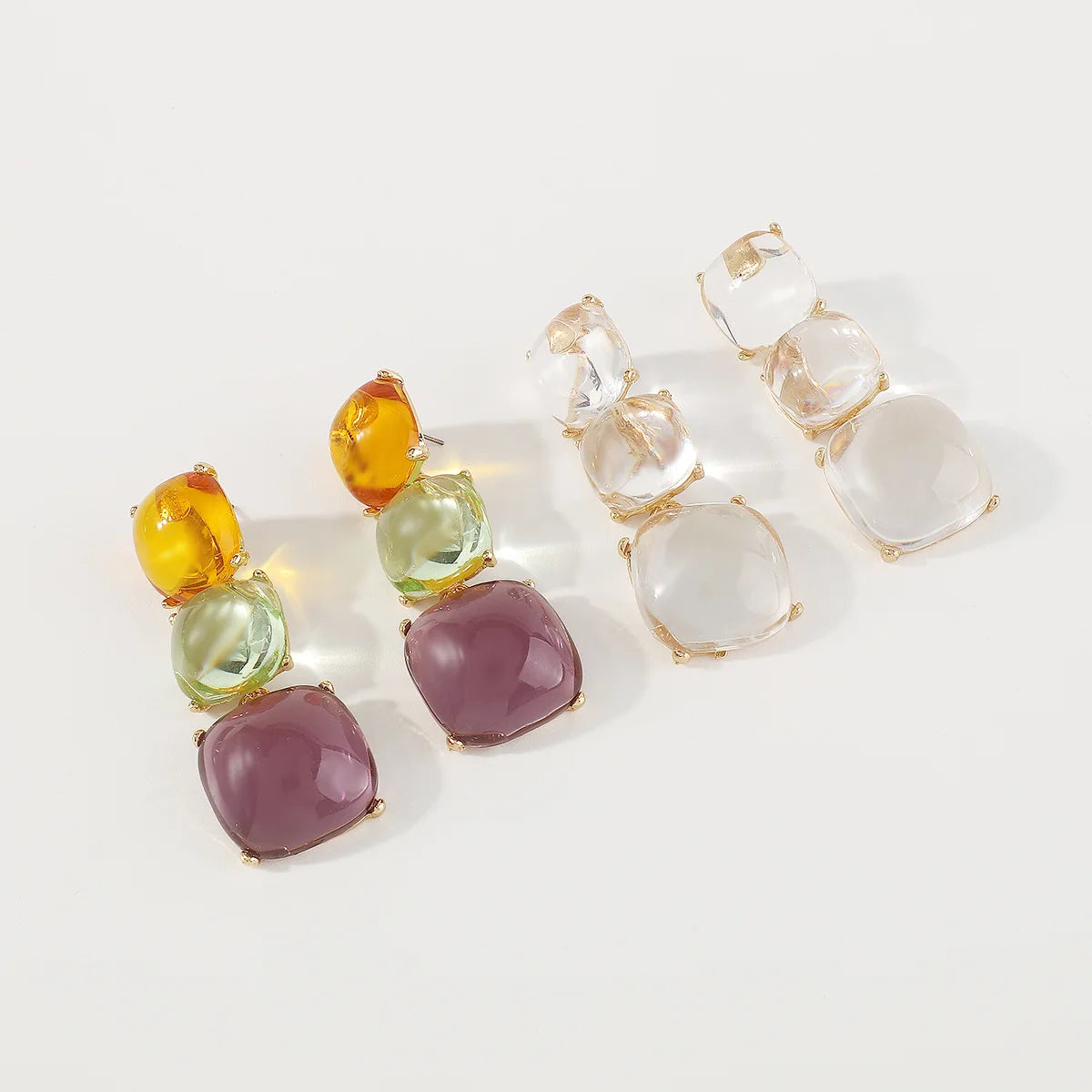 Hot Selling Jelly Colored Resin Drop Earrings Girls Party Dress Stud Clear Color Pendant Resin Earrings for Women