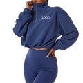Casual Women Oversized Hoodie Stand Collar Long Sleeve Women's Hoodies Cropped Zip Ip Hoodie