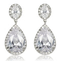 Huitan Romantic Crystal Pure Big Water Drop Shiny CZ Earring Brilliant Pear Women Lovely Silver Plated Pendant Earrings