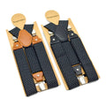 Wholesale Fashion Casual 3 Clips Mens Black Small Grid Suspenders for Wedding Party