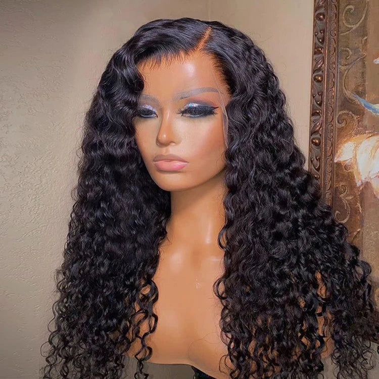 Ready Ship 13x4 Full Lace Front Transparent Remy Human Hair Wigs 10-34Inch Brazilian Deep Straight Jerry Curly Black Women