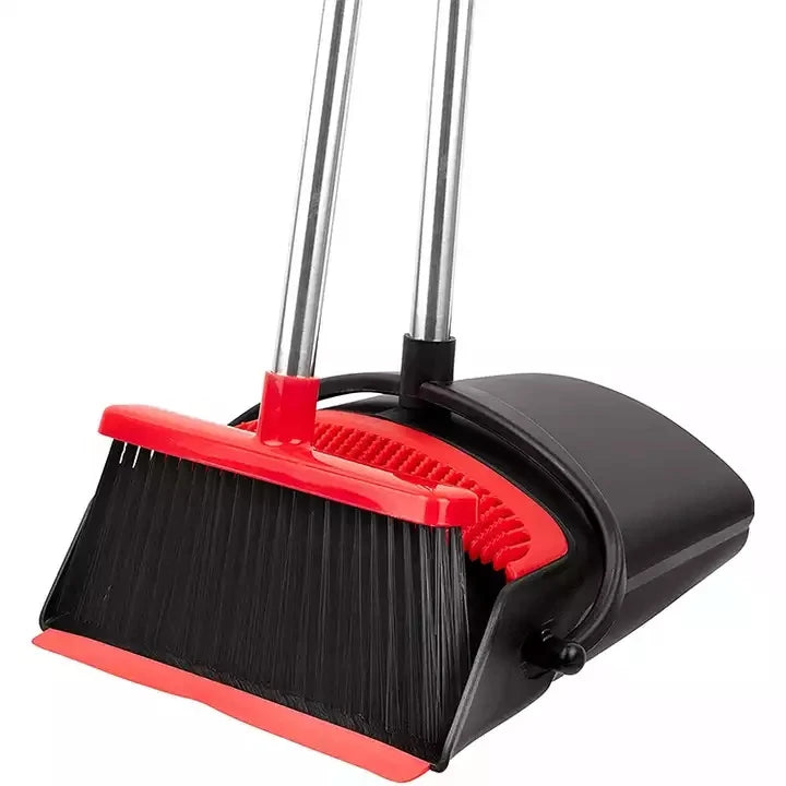 Upright Stand up Broom and Dustpan Set for Home Self-Cleaning Broom and Dustpan with Dustpan Teeth
