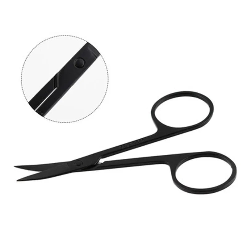 Mini Black Eyebrow Scissors Multifunctional Beauty Scissors for Eyelash Custom Logo Stainless Steel Bag Beauty Salons Sharp
