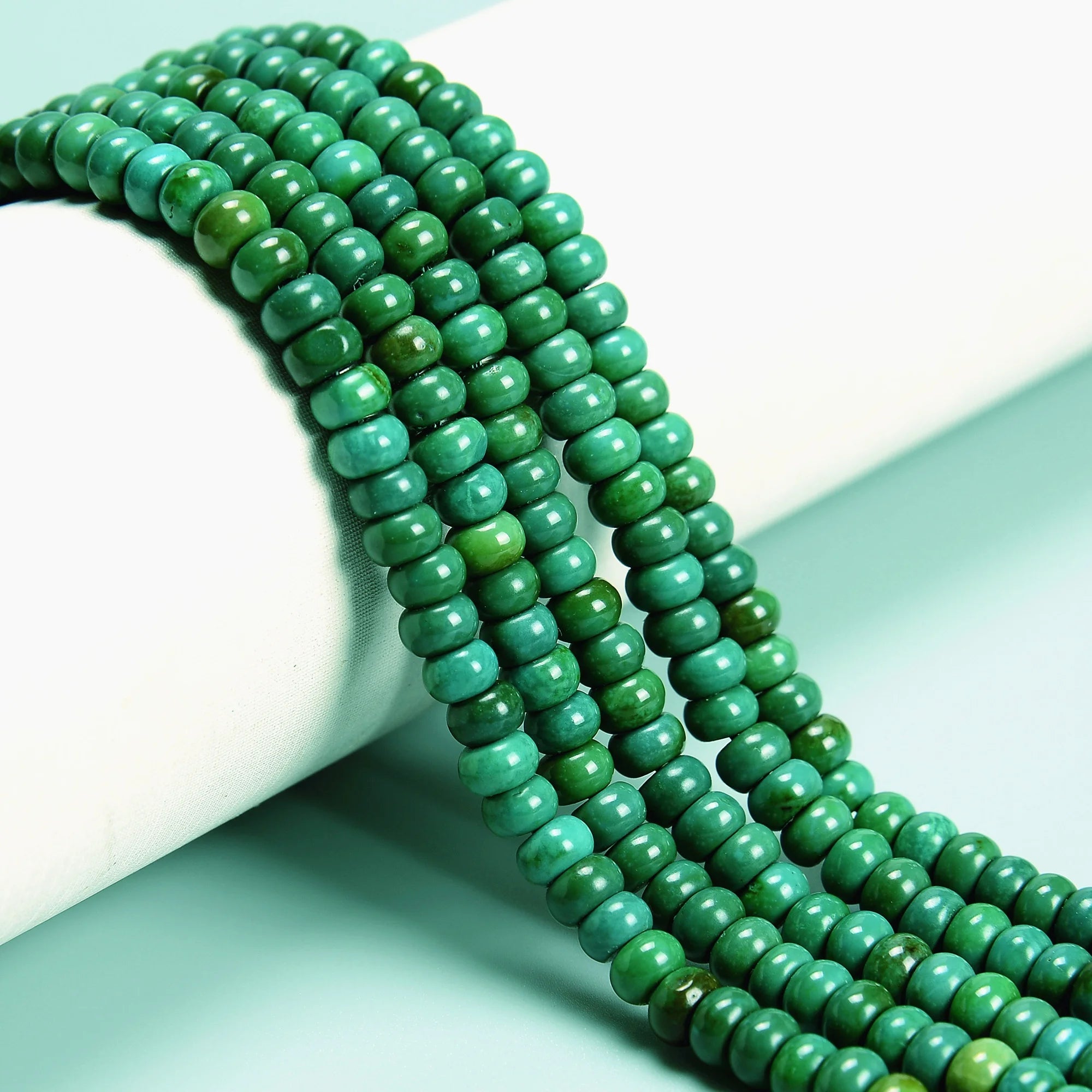 Wholesale Price Smooth Rondelle Gemstone Bead Strand Dark Green Turquoise Beads for DIY Jewelry Making 2x4mm 4x6mm 4.5x8mm