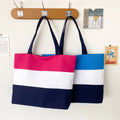 Fashion Trend Three Colors Patchwork Canvas Shopping Bag Casual Student Shoulder Bag Customized logo Printing