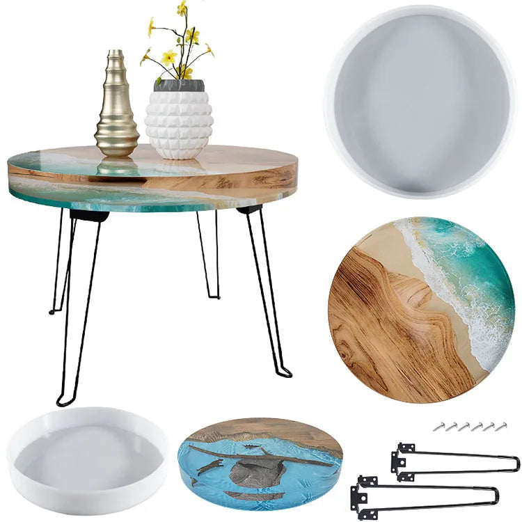 YS Round River Table Silicone Mold DIY Epoxy Resin Mold Handmade Craft Making Tools Table Resin Silicone Mold Folding Table Base