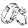 Silver Color Mixed Designs Wedding Adjustable Couple Ring Set