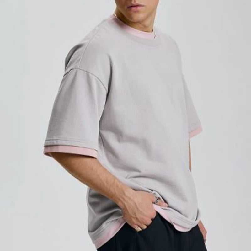 Wholesale Custom Logo Men T Shirts Fashion Design Clothes Casual Solid Color Loose Fit Cotton T Shirt for Men