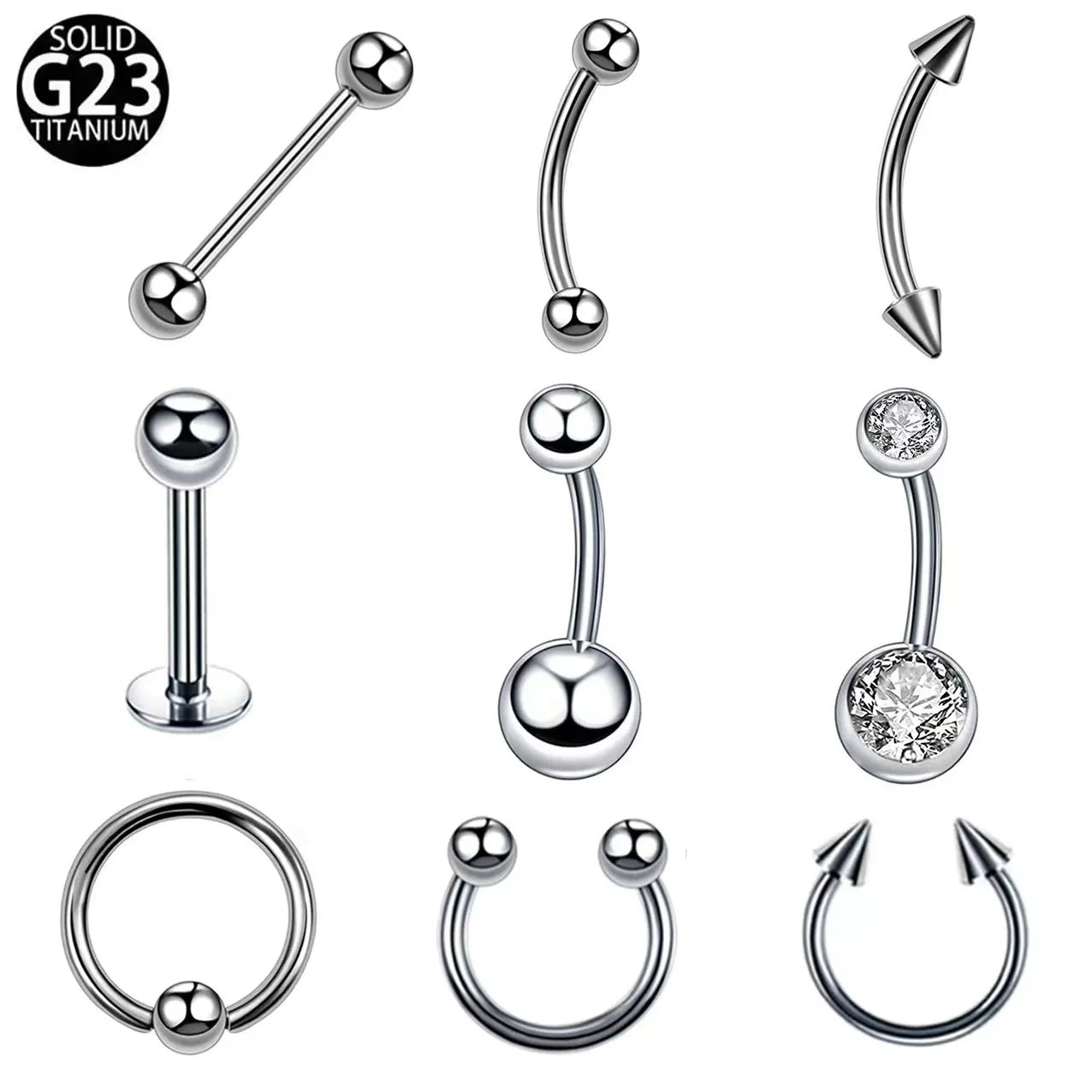 Gaby Wholesale Price Astm F136 Titanium Belly Ring Luxury Titane Labret Simple De Titanio Eyebrow Ring Body Piercing Jewelry