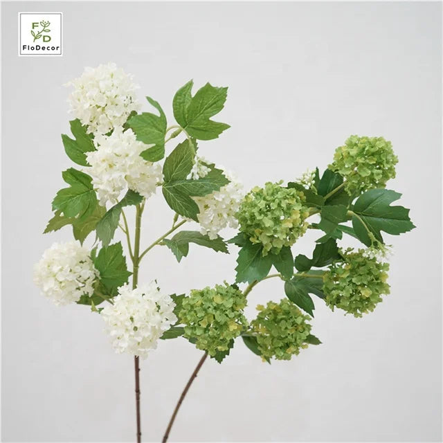 Wholesale 5 Heads Artificial Silk Snowball Small White Green Hydrangea for Wedding Home Party Table Decorative Flowers