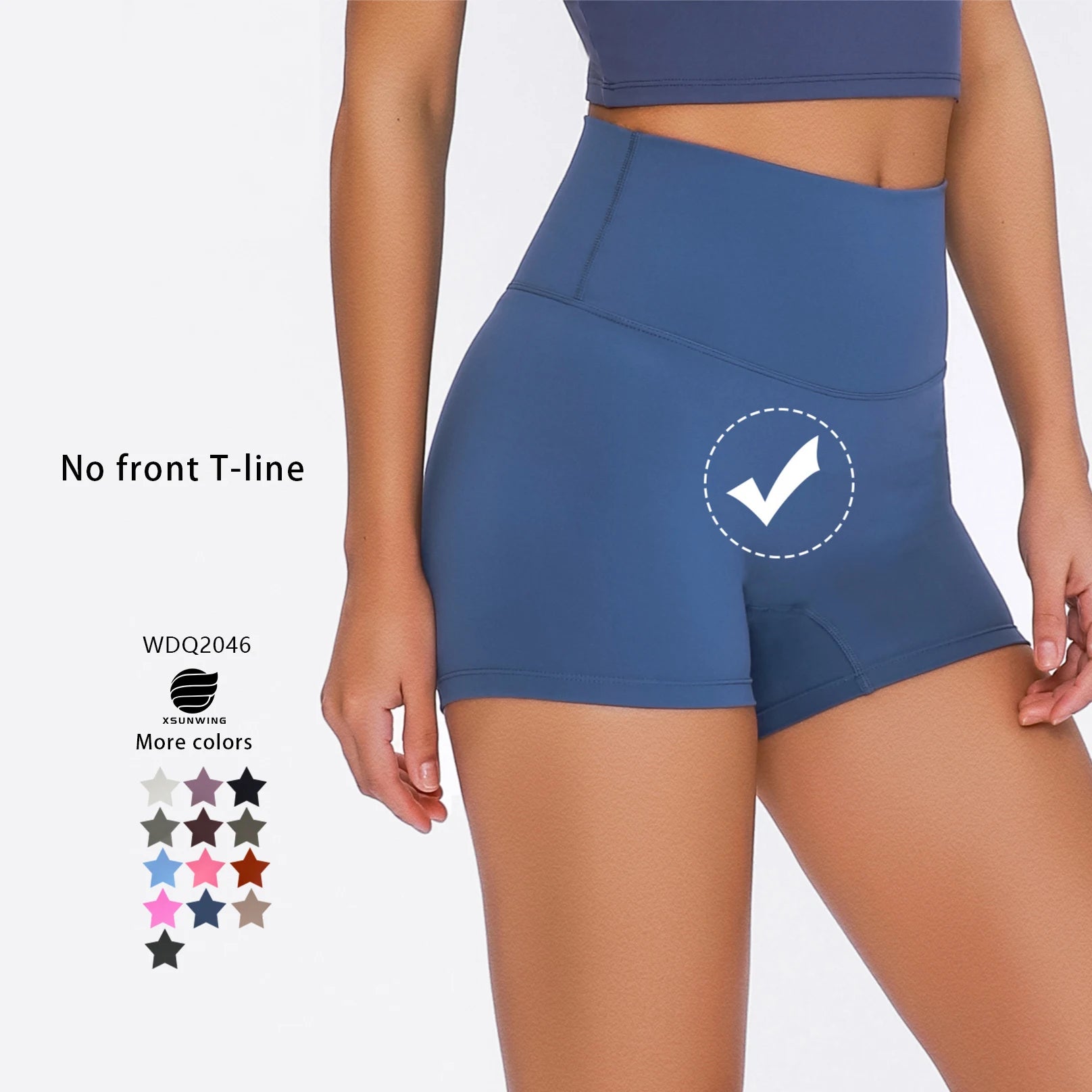 Xsunwing High Waist Women's Sports Feel Like Skin Lulu Workout Short Leggings Stretchy Quick Dry Sportswear Yoga Shorts WDQ2046