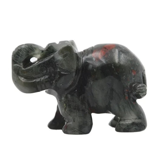 Huiying Natural 2.5 inch African Blood Stone figures Small Hand Carved hand made elephants for Sale