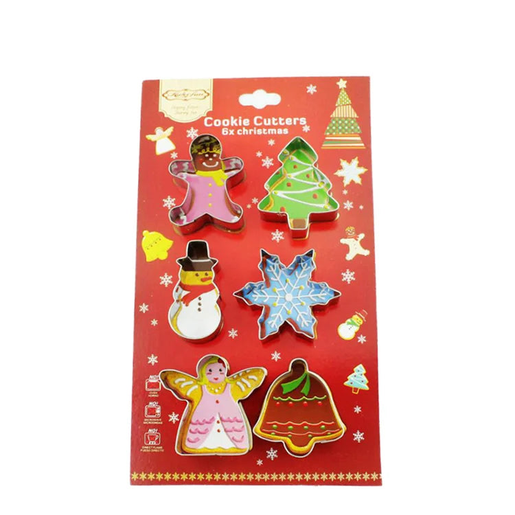 Wholesale 6pcs 3D Christmas Stainless Steel Biscuit Cookie Cutters Set Baking Pastry Tools in Snowflake and Snowman Design