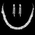 Bridal Set Jewelry Four Layer Water Diamond Claw Chain Pearl Necklace Earrings Wedding Accessories 489