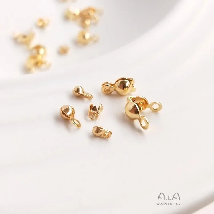 14K Gold Diy Handmade Jewelry Accessories Large Hole Wire Buckle Chain Clip Buckle 14K Gold Plated Clam Shell Accessories