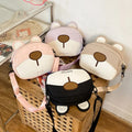 Embroidery Bear Four Colours Adjustable Shoulder Strap Internal Phone Pocket Nylon Student Children Tote Shoulder Crossbody Bag