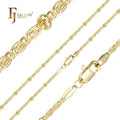 3mm FJ Fallon Fashion Jewelry Oval Beads Snail Link Chain Plated in 14K Gold Brass Based