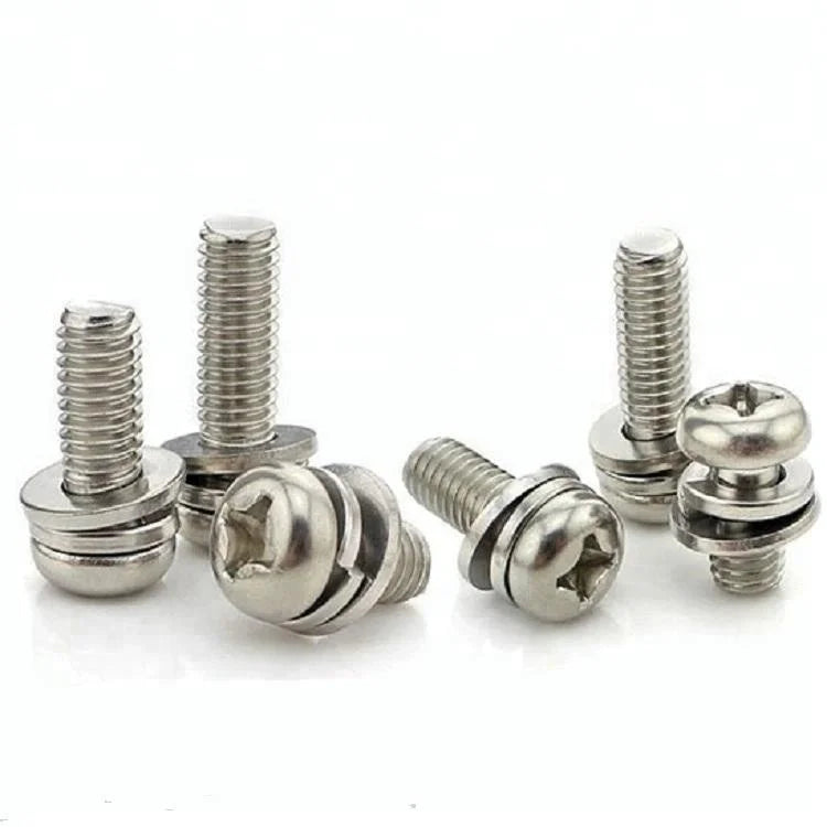 Bolts Manufacturers Customized M2M3M4M5M6 Spring Pads Flat Washers and Phillips Disc Head Round Head Triple Combination Screws