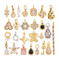 Cute Mini Flower Water Drop Round Star Geometry Shape Charm PendantCubic Zirconia PavedJewelry Necklace Bracelet Supplies M33