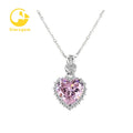 Starsgem Fine Moissanite Jewelry 1ct 2ct Heart  pink  Zirconia Gemstone Pendant 925 Silver Jewelry Gemstone Necklace for Women