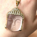 Buddhist Golden Buddha Pendant Mani Carved Ice Obsidian Green Black Jade Necklace