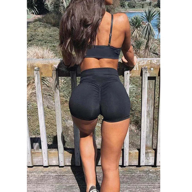 E2200185 Custom Logo Summer Sport Tummy Control High Waist Stretchy Booty Yoga Shorts Pants Workout Gym Shorts for Women