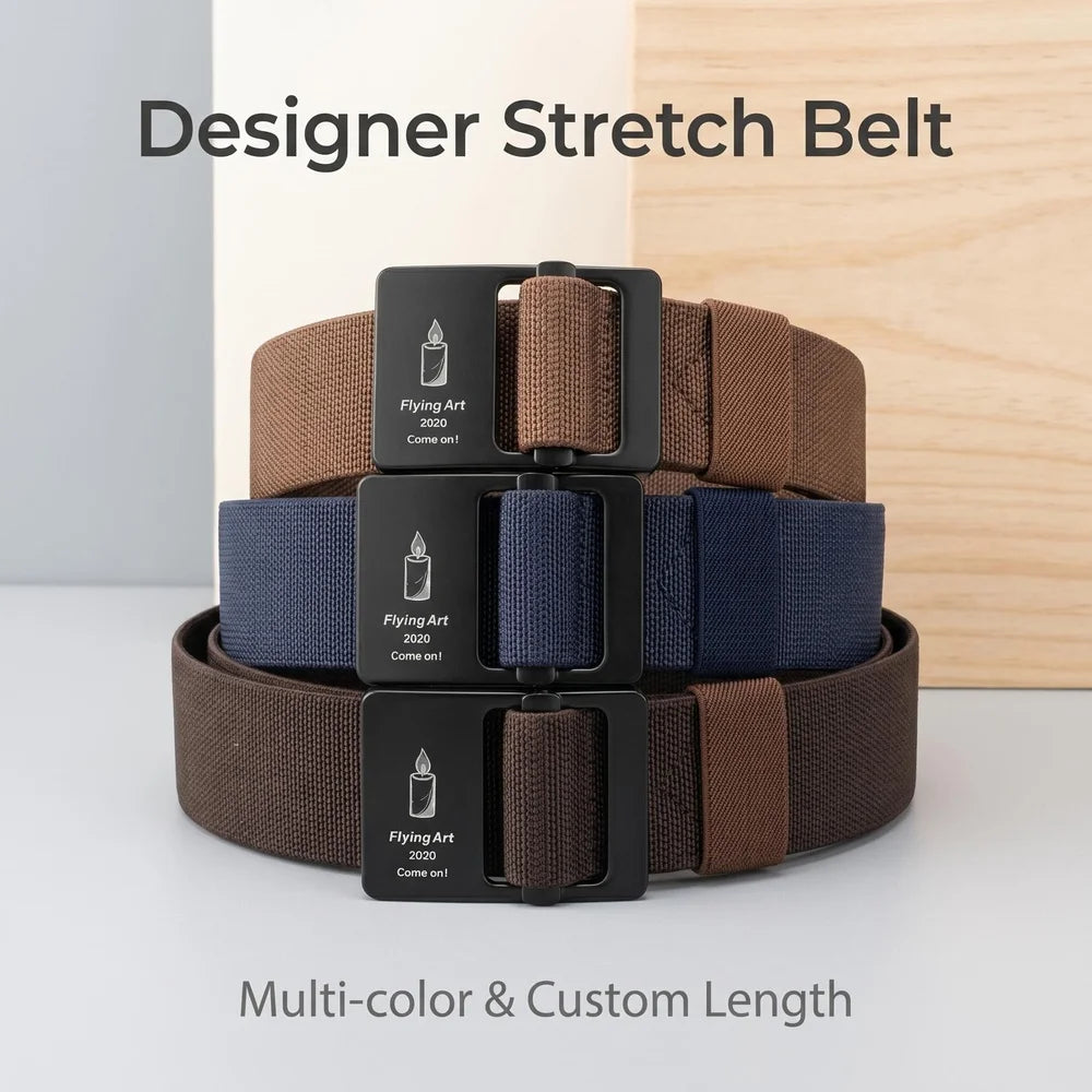 Hot Selling Designer Belt Elastic Canvas 1.5 Inch Custom Length Fashion Belt Casual Custom Logo Men's Belt MegaBDM