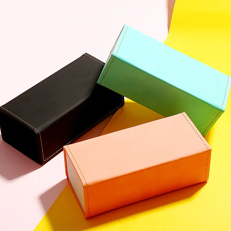 2025 New Sunglasses Case Custom Logo Square PU Leather Folding Magnetic Case Box Accessories
