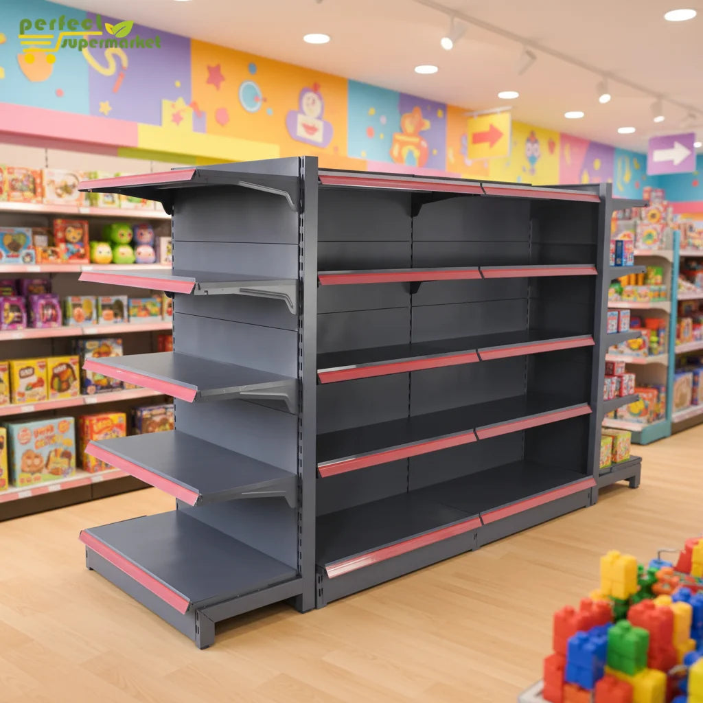 2025 Fashion and Modern Metallic Gondola Used Supermarket Shelf Rack/toy Display Rack