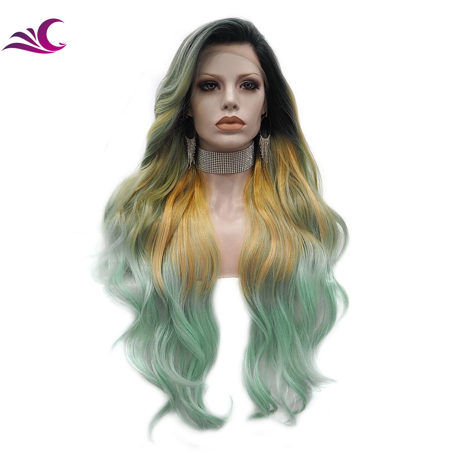 Celebritywig Long Silky Straight Root Color Heat Resistant Fiber Synthetic Lace Front Wig for Cosplay