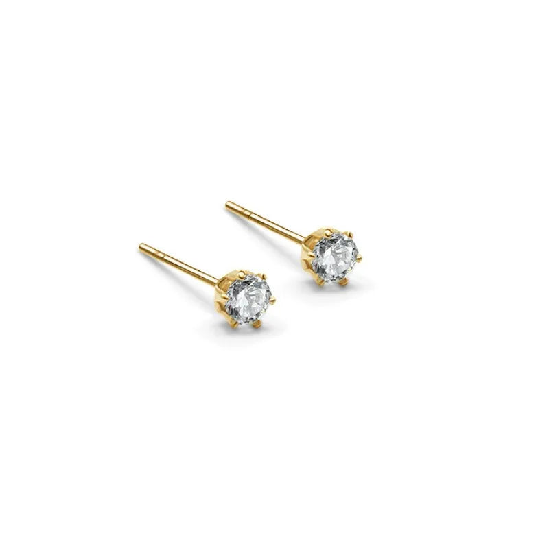 High End Cheap Classic 18K Gold Plated Stainless Steel CZ Zircon Stone Stub Earrings for Women