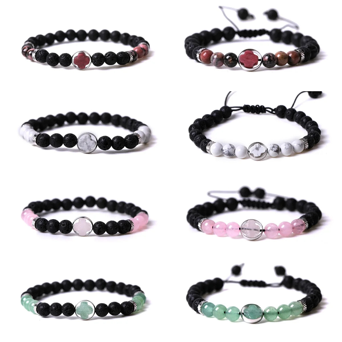 New Style Promotional Sale Two Sets of Yoga Bracelet Volcanic Rock Natural Gemstone Crystal  Gift for Women Mens Jewelry