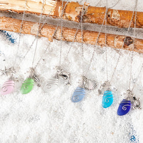 Boho Summer Ocean Fashion Jewelry Starfish Turtle Shell Beach Sea Glass Jewelry Necklace for Women