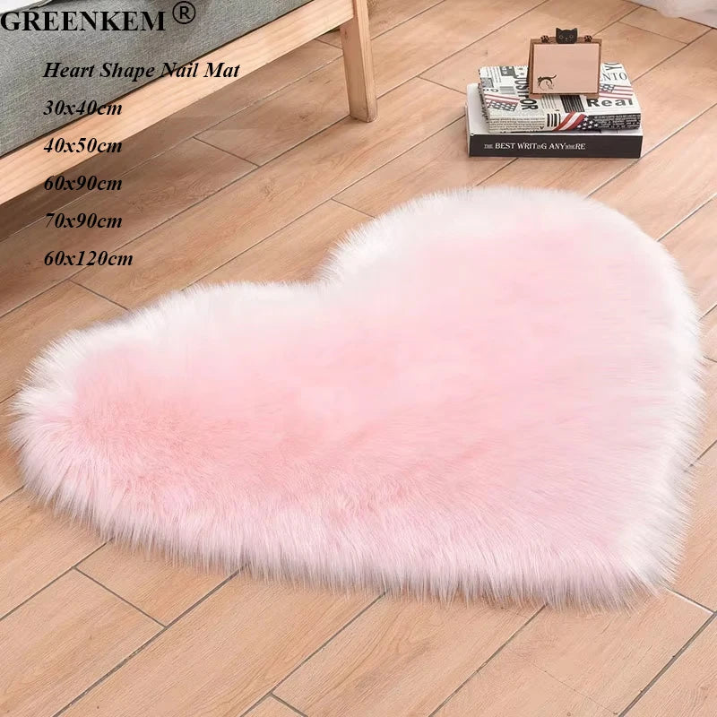 New More Size Heart Design Photo Props Background Manicure Practice Cushion Foldable Washable Soft Fur Nail Table Mat