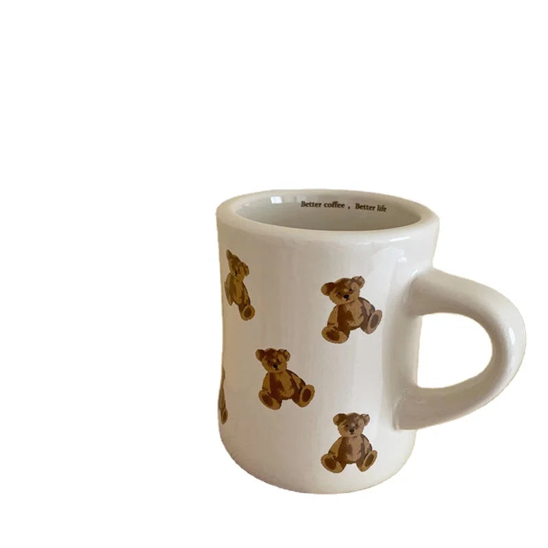Madou  Wholesale Korea Style INS Cream Chocolate Brown Bear Mug White Breakfast Cereal Coffee Milk Cup