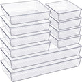 Clear Plastic Drawer Organizers Set Recycle Bathroom and Vanity Drawer Organizer Trays
