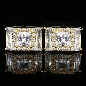Hot Sale Men's Women's Crystal Zircon Cufflinks Red Studs for Wedding Engagement Gift