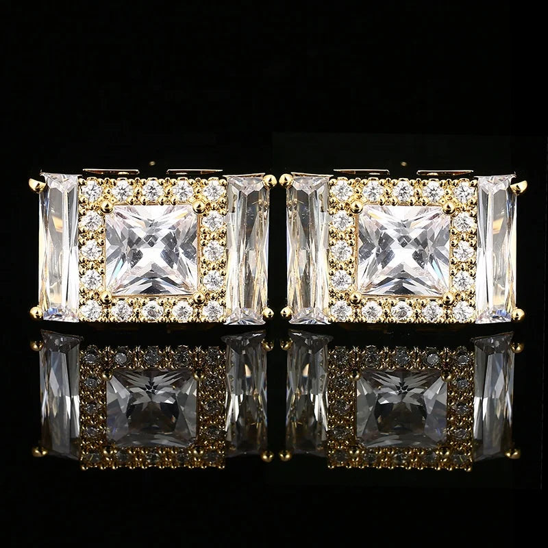 Hot Sale Men's Women's Crystal Zircon Cufflinks Red Studs for Wedding Engagement Gift