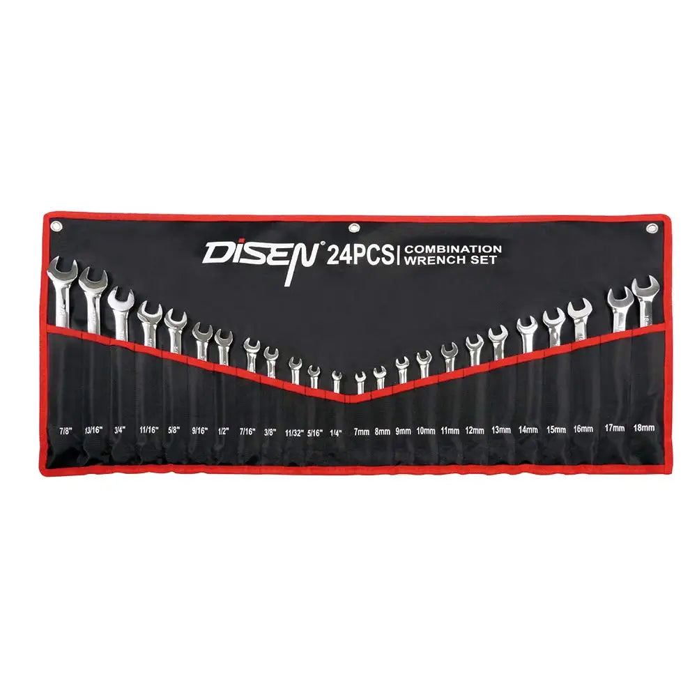 High Quality 24Pc Wrenches Hand Tools 7-18Mm and 1/4-7/8" Single Open End Ring Spanner Combination Wrench Set