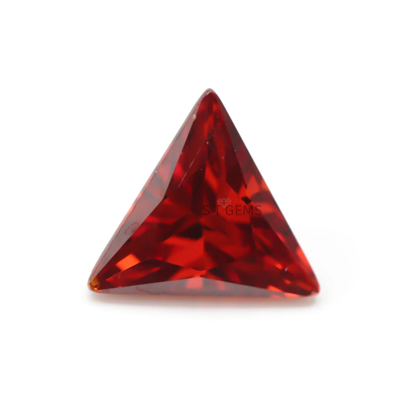Ready to Ship 200 Pcs Wholesale Loose Gemstone Garnet Triangle Cut Synthetic Ruby Cubic Zirconia Stone