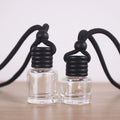 5ml 8ml 12ml Cylinder Glass Black Painted Cap Car Pendant Aroma Scents Diffuser Empty Bottle Car Perfume Hanging Glass Bottles
