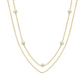 Retro Niche Simple Stainless Steel Plated 18 K Gold Jewelry Imitation Pearl Double Necklace Clavicle Chain Female Collar