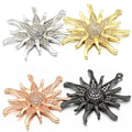 CZ Crystal Brass Gold/Silver Color Sun Flower Spacers for Women DIY Jewelry Making Supplies Fashionable