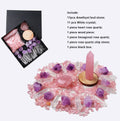 Healing love Rose Quartz Amethyst Dental Flower Collection Crushed Chip Stone  Natural Crystal Rough Pillar Power Stone Gift Set