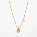 Joolim Jewelry 18K Gold Plated Fresh Water Pearl & Oval Pendant Beads String Necklace Stainless Steel Jewelry Wholesale