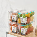 Large Fridge Organizer Food Storage Containers Stackable Refrigerator Organizer Bins Clear Plastic Storage Box with Lids Handle