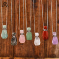 Boho Crystal Perfume Bottle Pendant Necklace Silver Chain Healing Gemstones Essential Oil Vial Necklace for Women Gifts