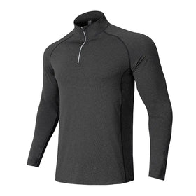 Half-zip Knitted Cationic Printed Autumn Fitness Quick-dry Shirt Stand-up Collar Long Sleeve Marathon Cycling Sportswear Men