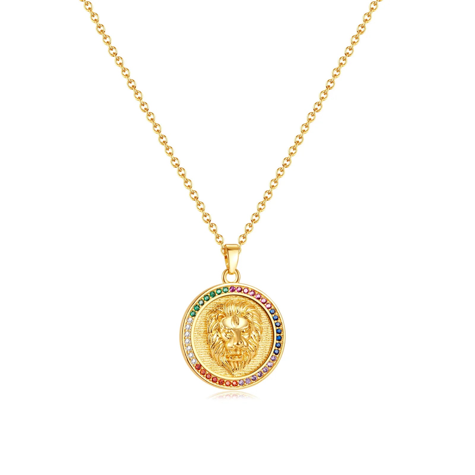 Latest Creative Luxury Design Gold Color Inlaid Zircon Lion Pendant Necklace Girls Ladies Charm Jewelry Gifts