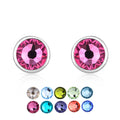 Simple fine round studs 925 sterling silver women fashion crystal stud earrings